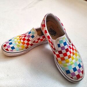 Vans rainbow checkered slip on. M7/W8.5